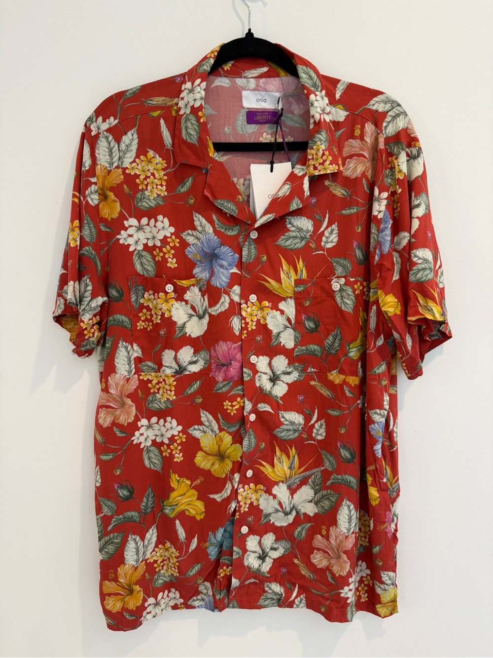 Onia x Liberty London Vacation Camp Shirt Hibiscus Size L NWT